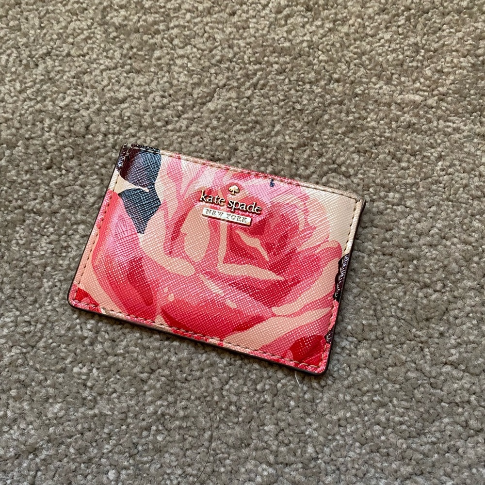 Kate Spade Pink and Red Floral Card Case